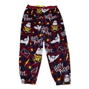 Harry Potter Pants Womens Medium Red Wizard Hogwarts Owl Hedwig Fuzzy Pajama